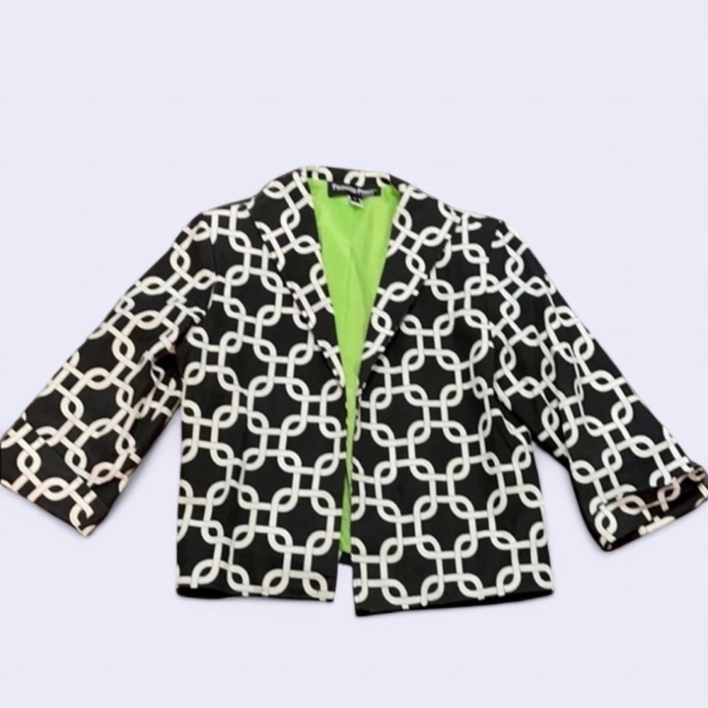 Painted Pony vintage back and white pattern blazer blazer geometric print